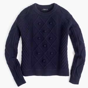 J. Crew navy Pom Pom crew neck long sleeve sweater